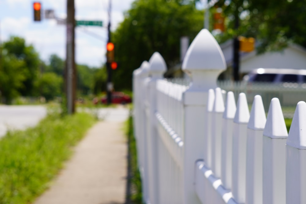 white wooden fence near green trees during daytime