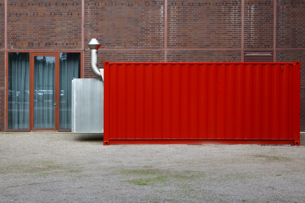 red and gray metal wall