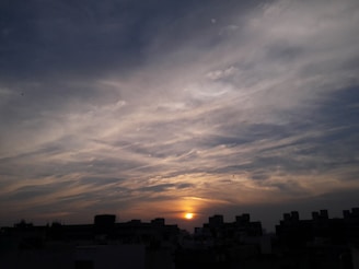 A beautiful view of a sunset over the city.