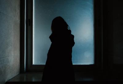A cinematic still showing the protagonist’s silhouette behind frosted glass.