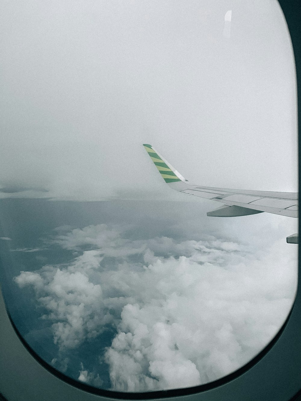 airplane window view of clouds