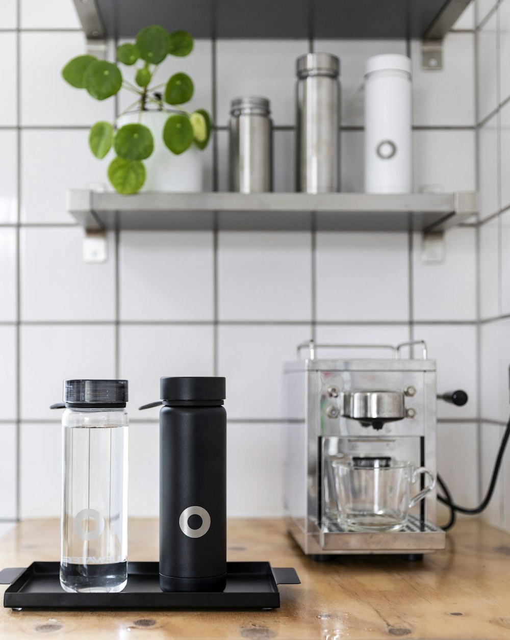 black and silver coffee maker