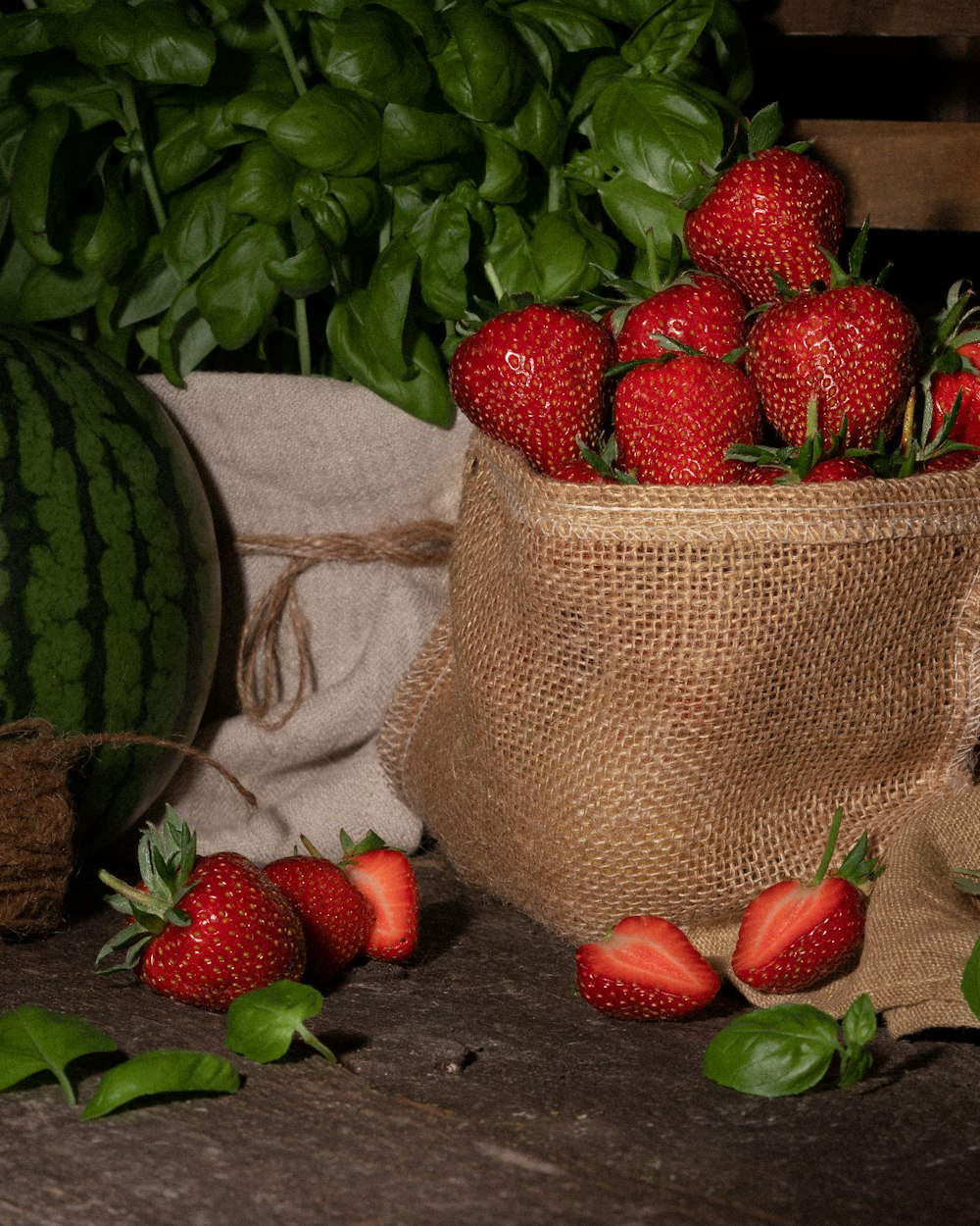 strawberries on brown wicker basket