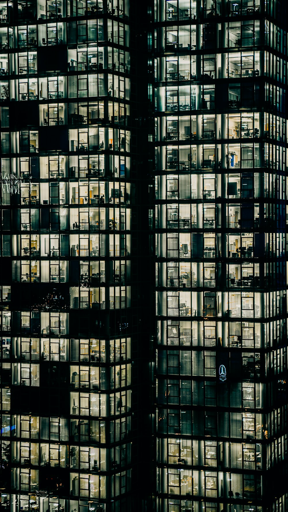 black and white glass walled building