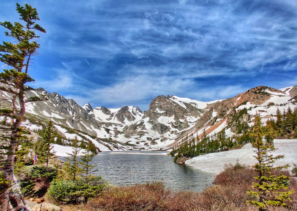 lake near snow covered mountains under blue sky during daytime