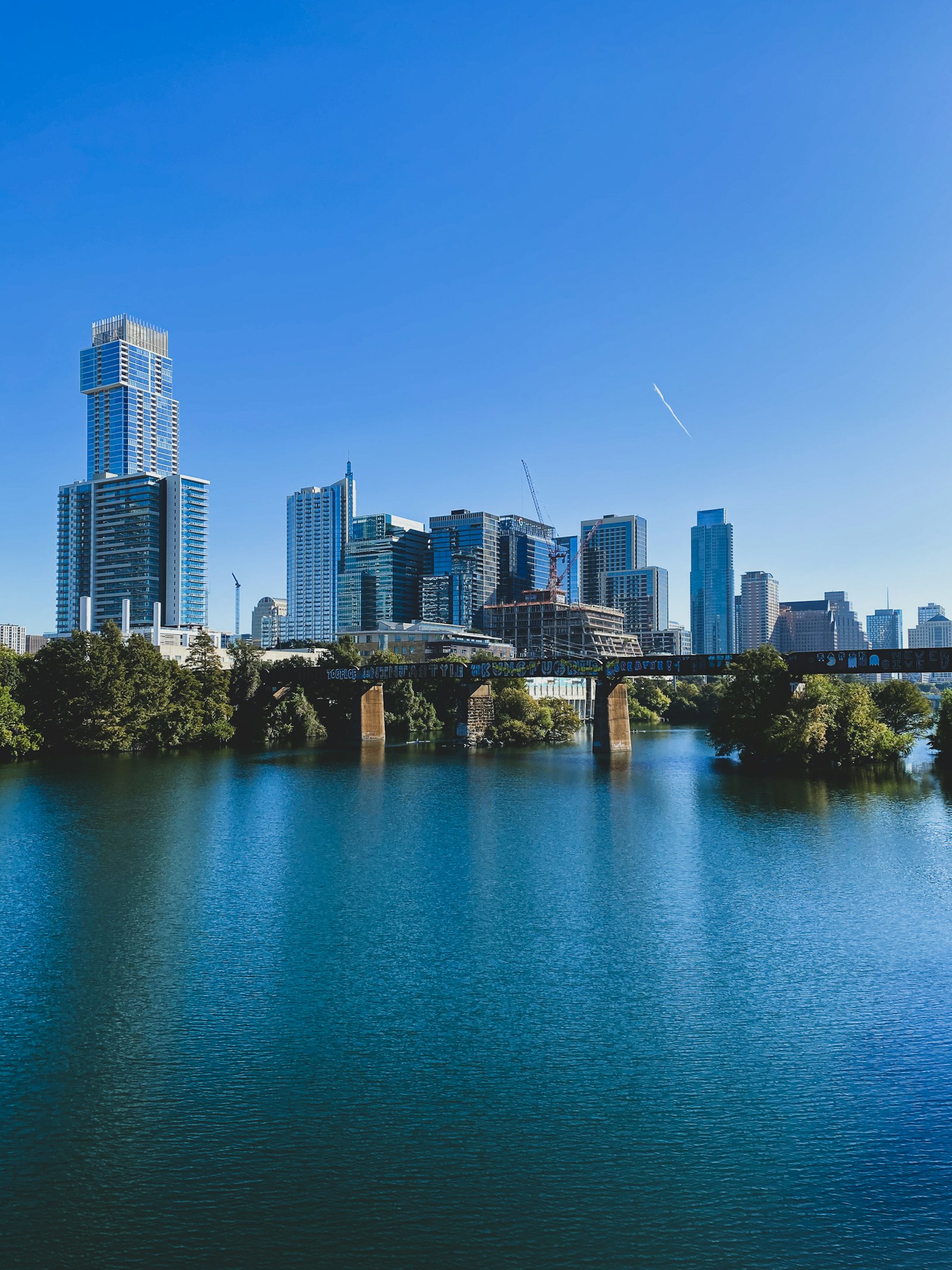Downtown Austin skyline and lake — the stay-base for USGP weekend
