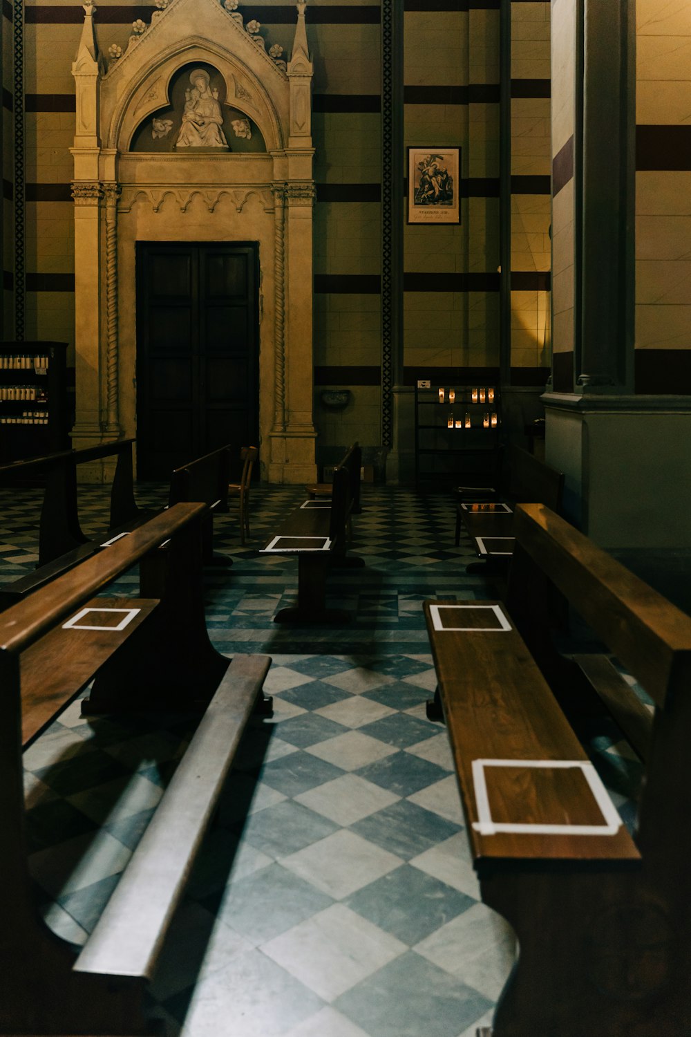 brown wooden bench in front of brown wooden table