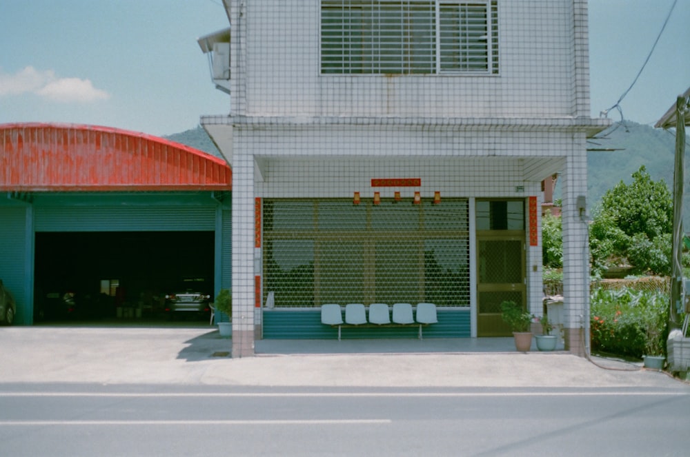 white and red concrete building