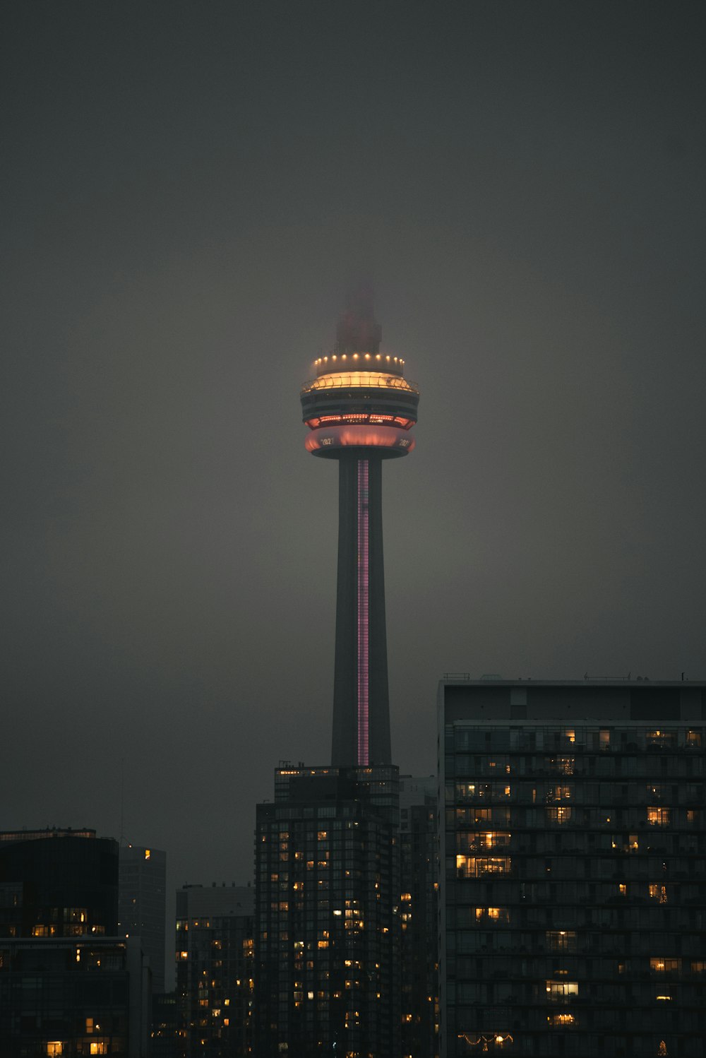 lighted tower during night time