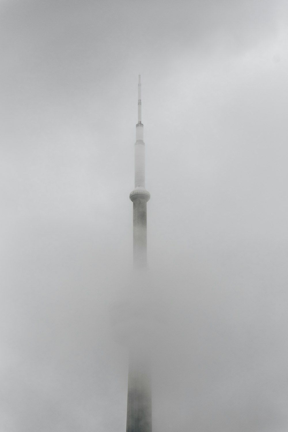 white tower under white sky