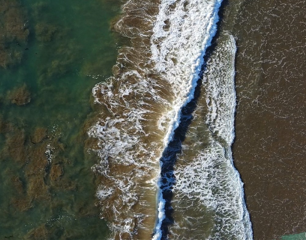 aerial view of ocean waves