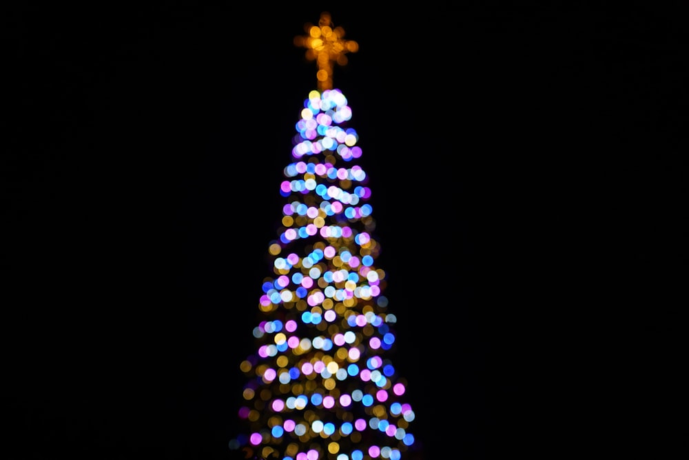 christmas tree with string lights