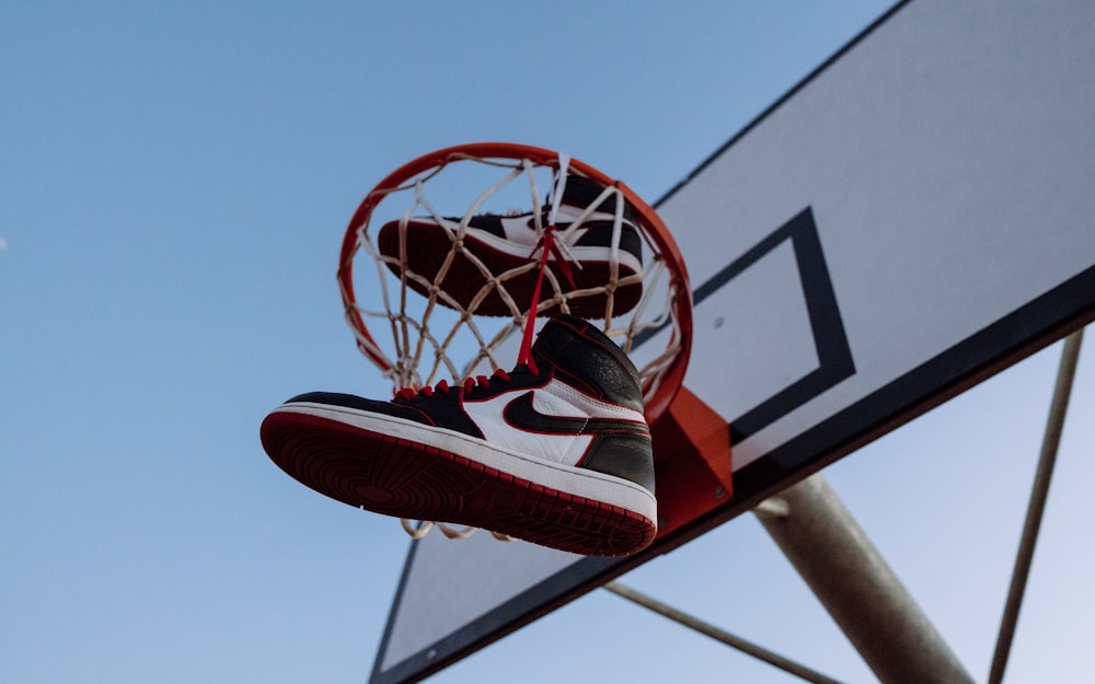 red and white basketball hoop