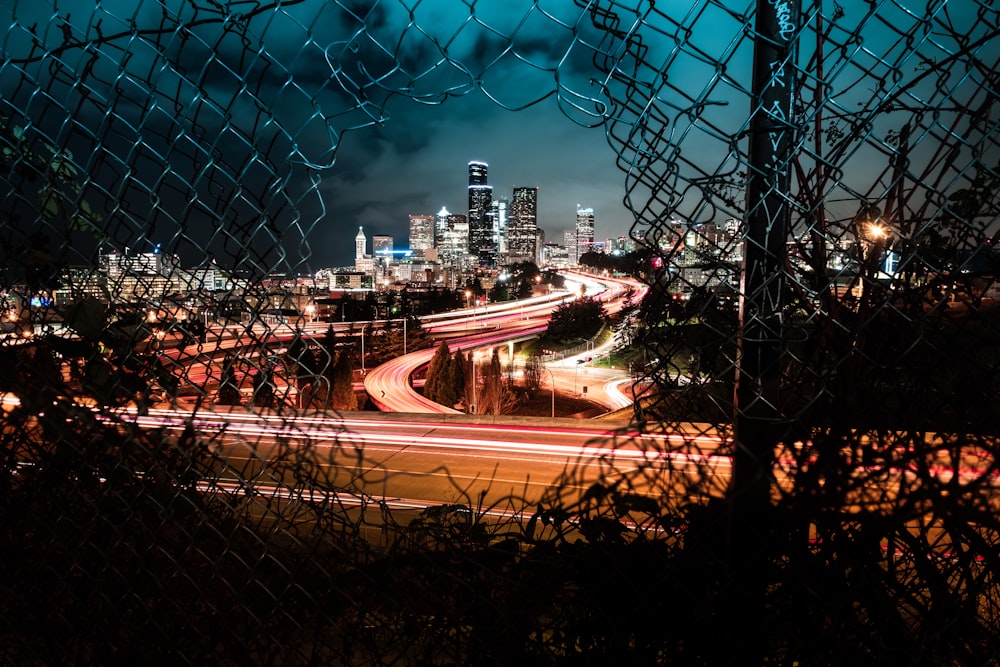 time lapse photography of city lights during night time