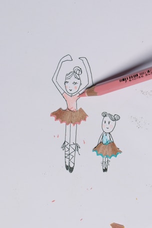 drawing of two girls in ballerina attire