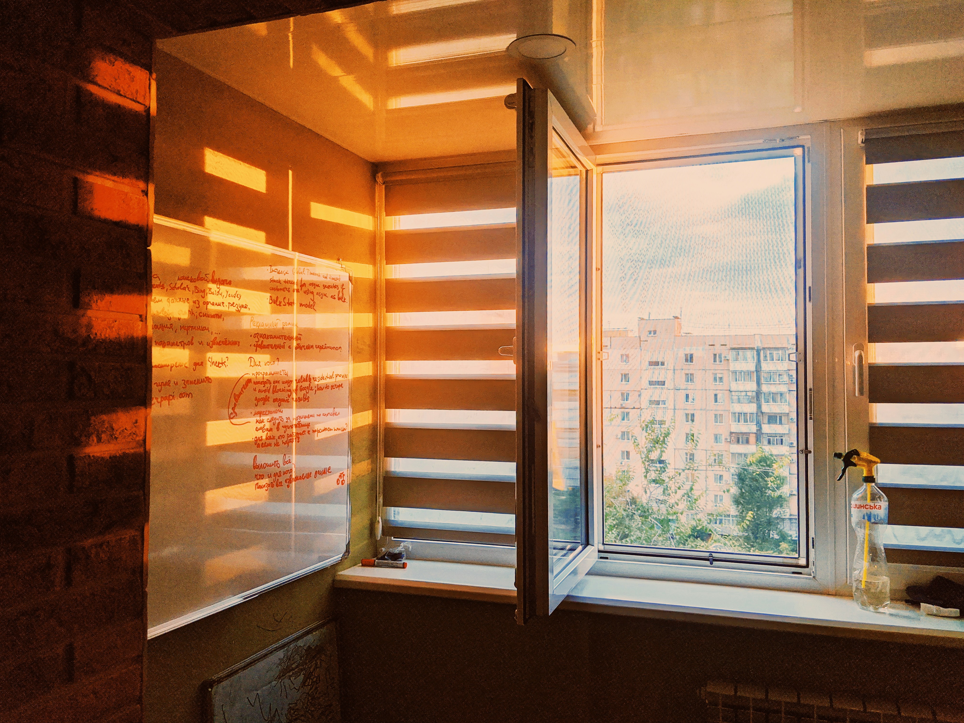 Home framing in progress at golden hour