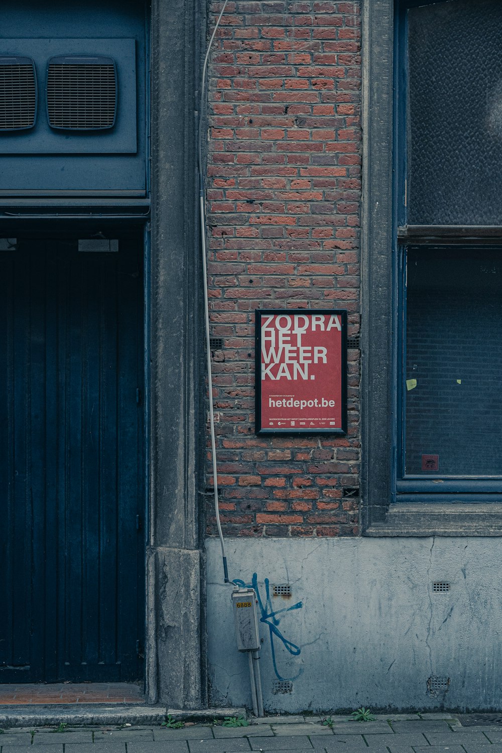 red and white wooden door