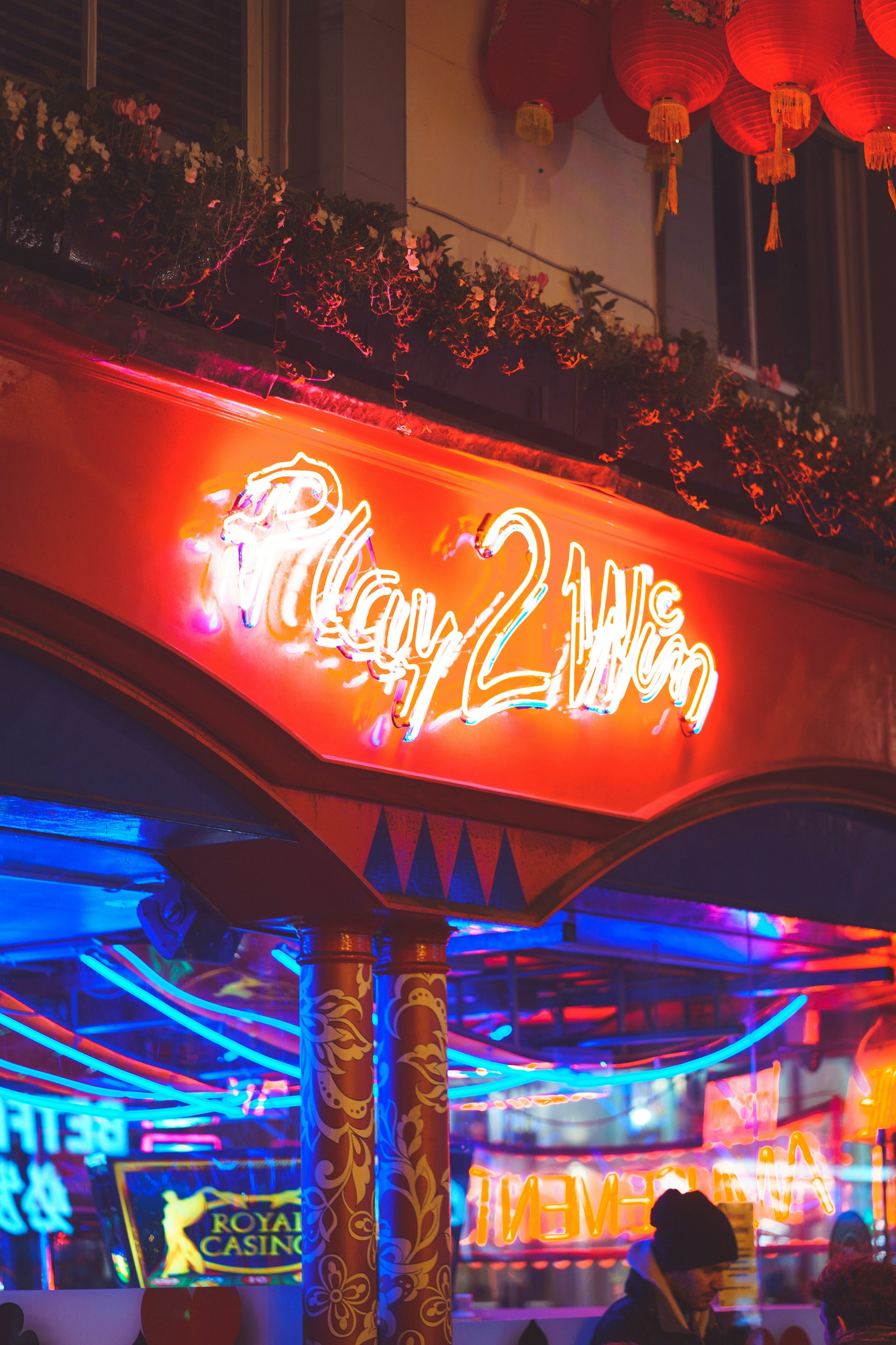 red and blue led signage