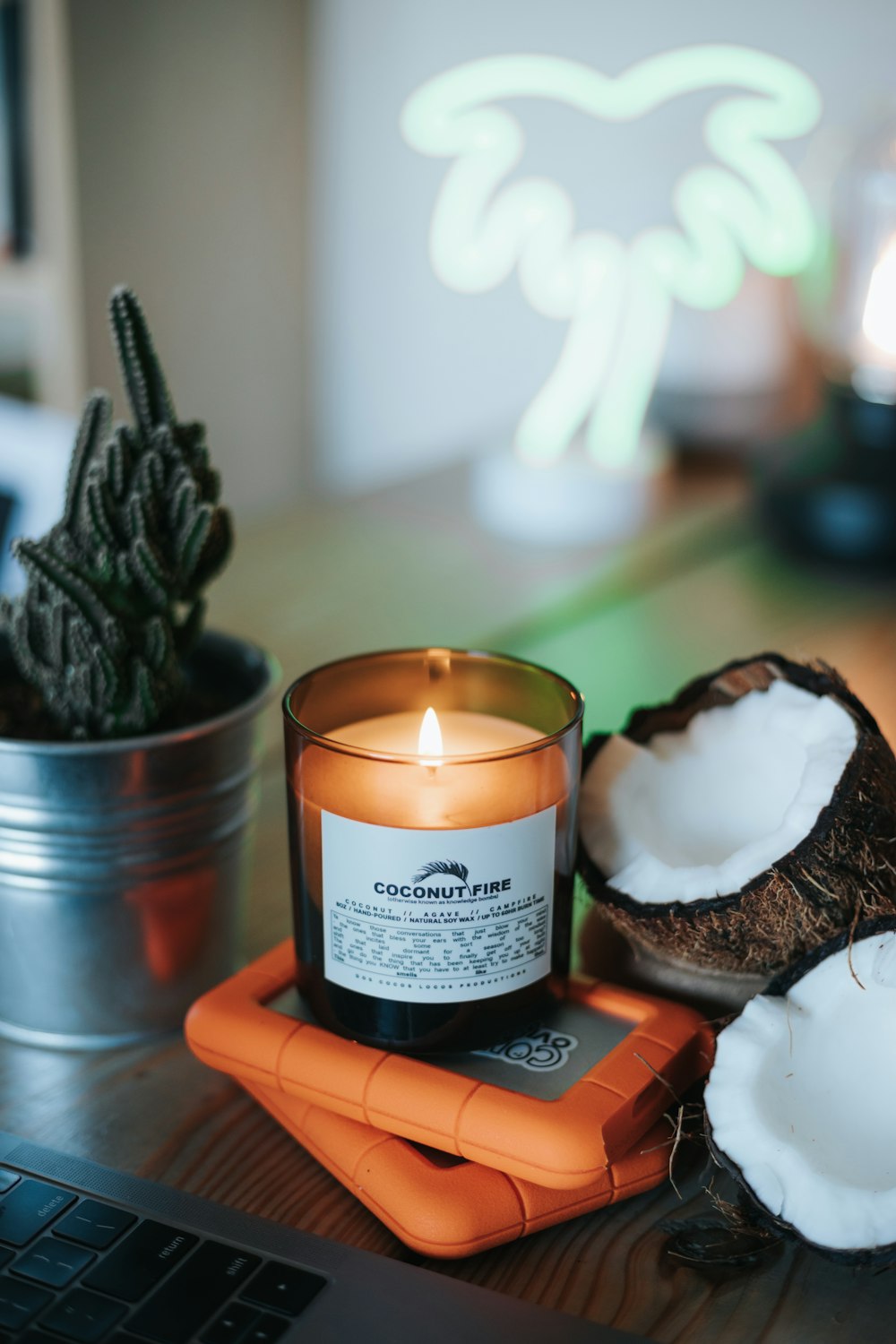 white candle on brown wooden holder