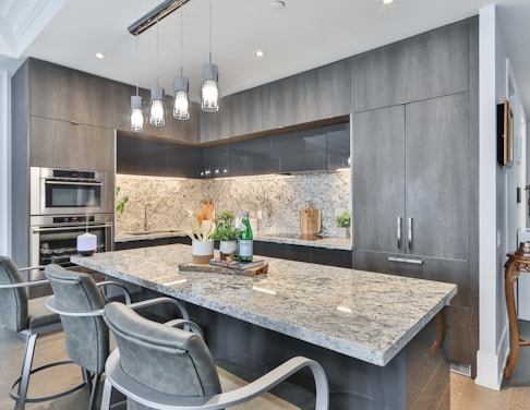 white and gray chairs and table