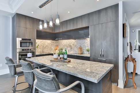 white and gray chairs and table