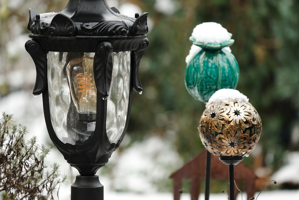 blue and white glass lamp