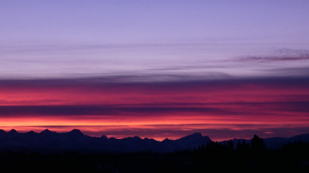 silhouette of mountains during sunset