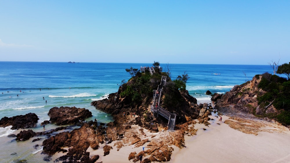 green trees on brown rocky shore during daytime