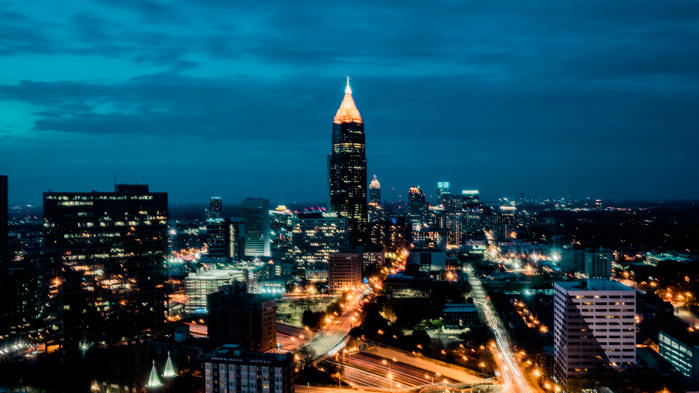 Downtown Atlanta skyline at night