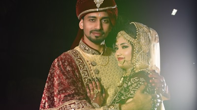 woman in green and gold sari