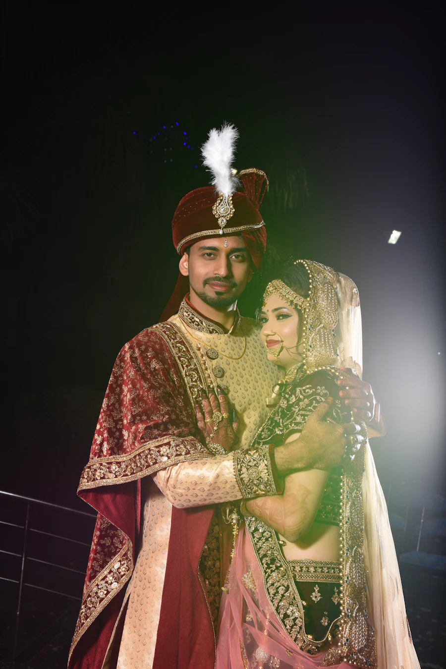 Instagram post: bride in a green and gold sari
