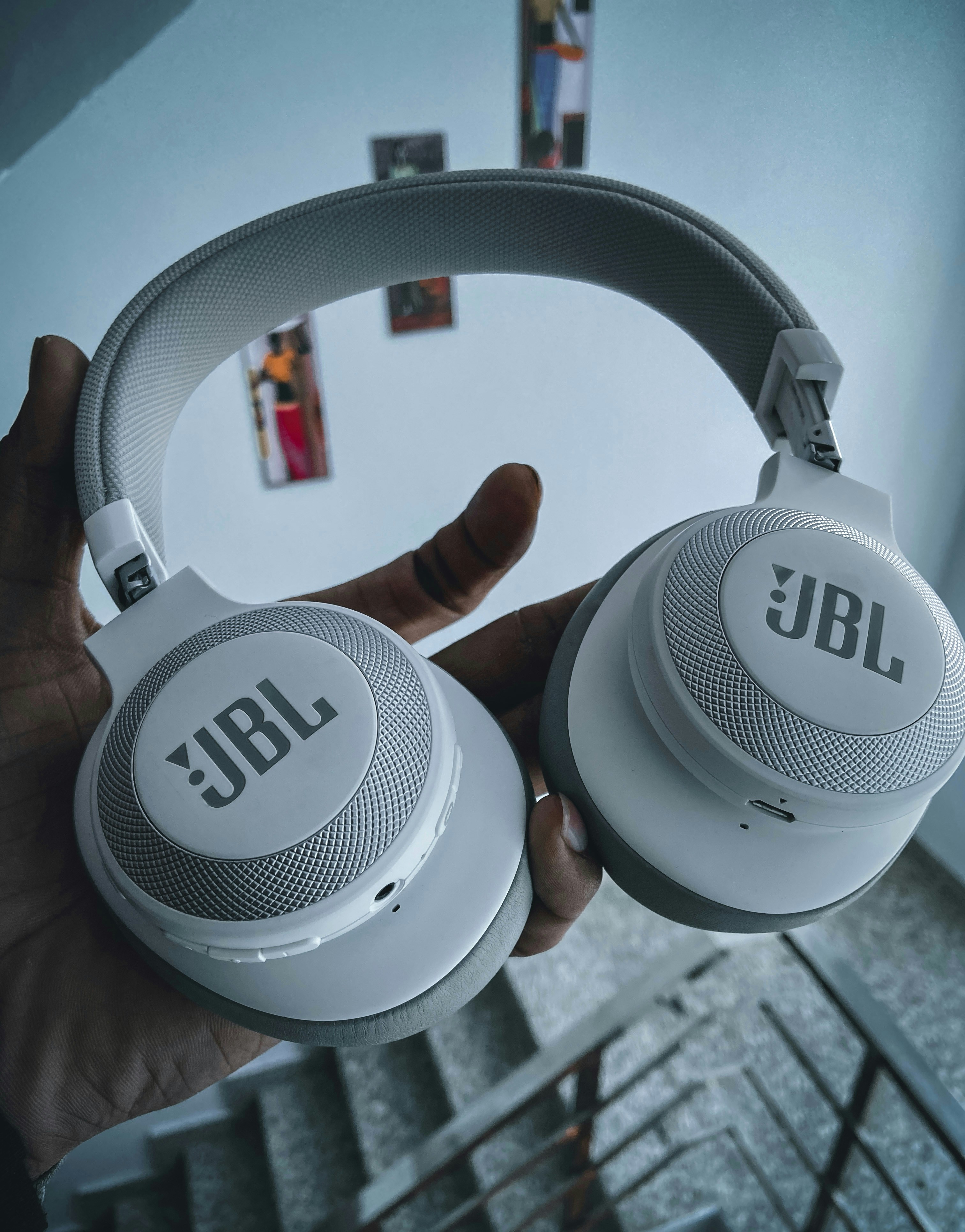 JBL headphones white background bright studio
