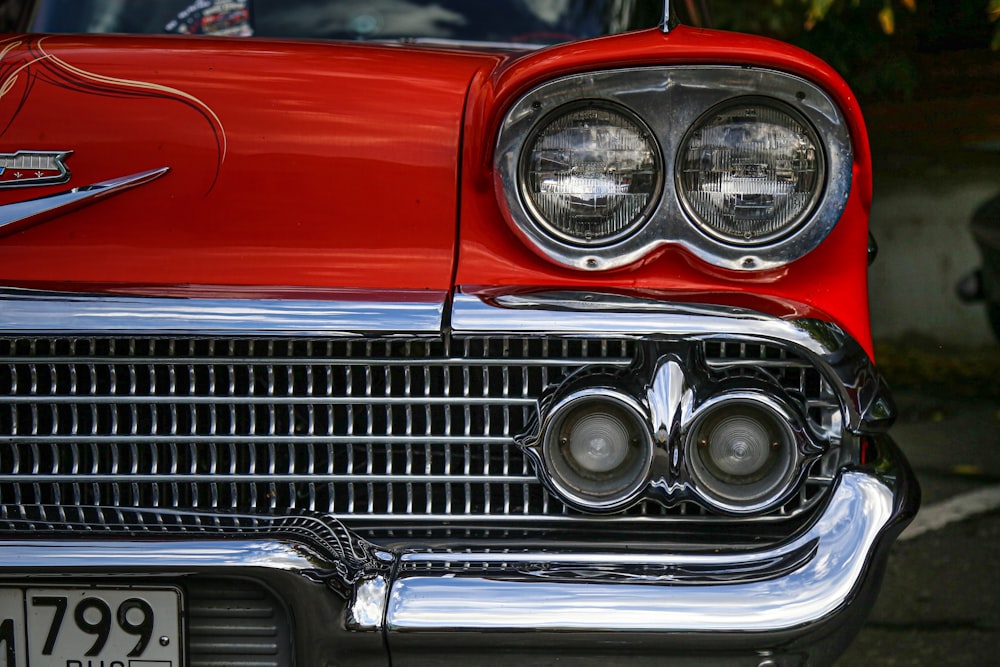 red and silver vintage car