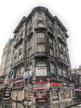 A vibrant mixed-use property combining retail shops and apartments.