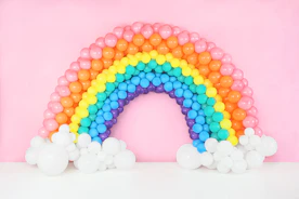 Colorful balloon arch decoration at a child's birthday party