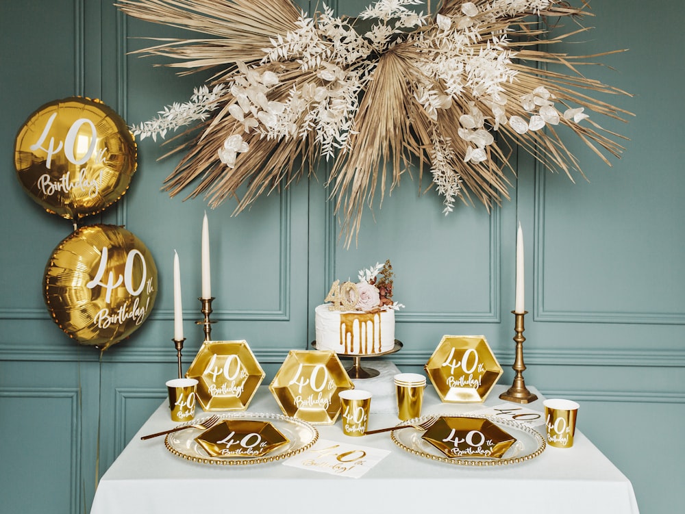 gold and white floral decor