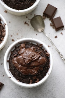 chocolate in white ceramic bowl