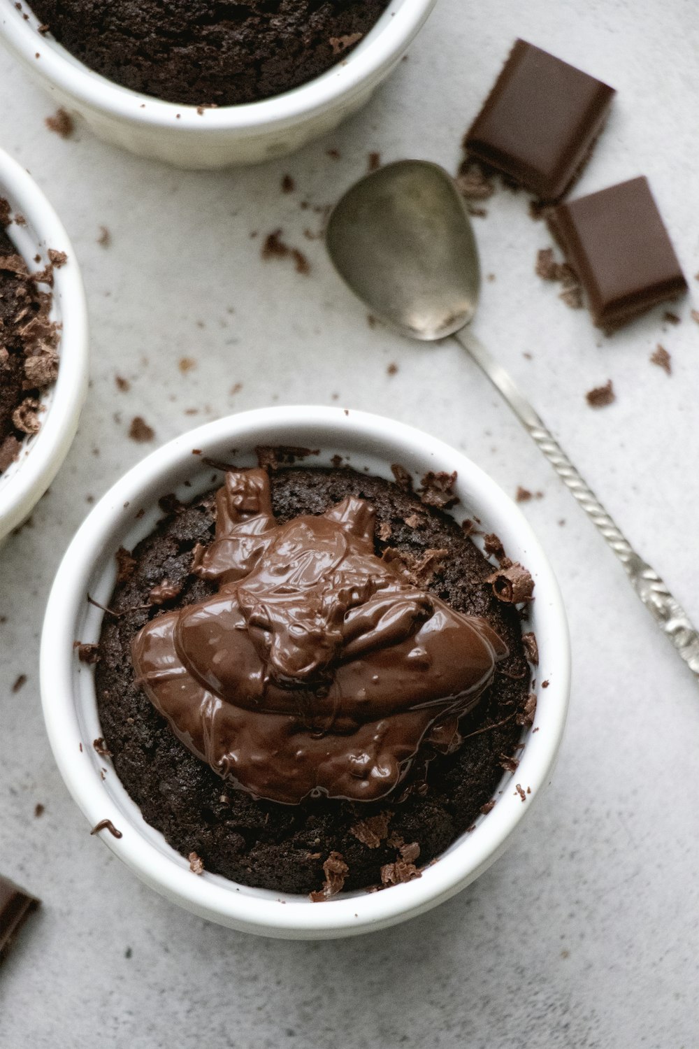 chocolate in white ceramic bowl