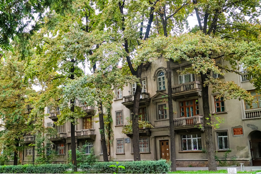 brown concrete building near green trees during daytime