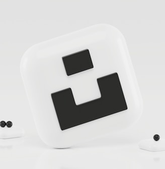 white and black square logo