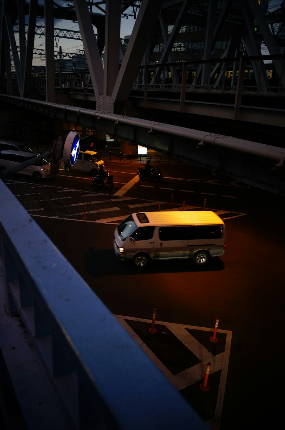 yellow car on pedestrian lane during night time