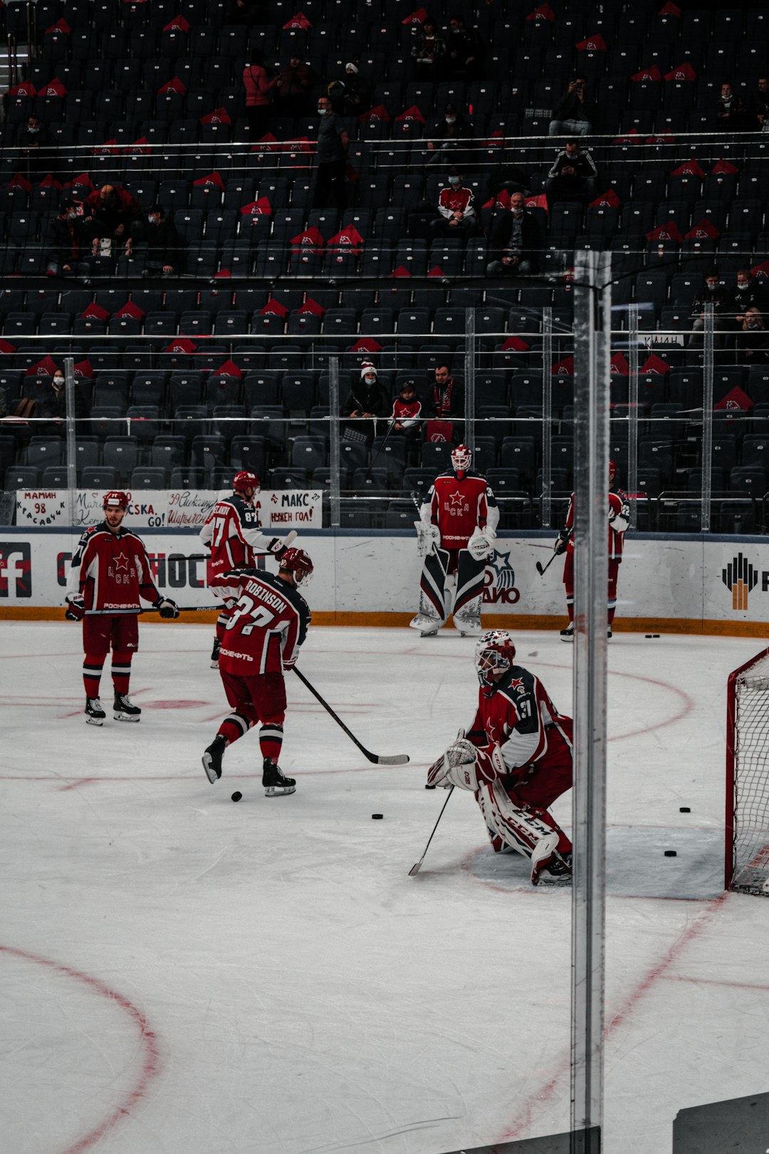 ice hockey players on ice hockey field