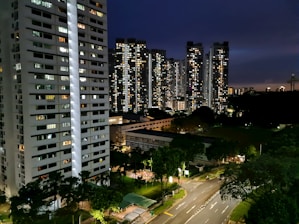 Nighttime render of the urbanization showing warm lights and a peaceful atmosphere.