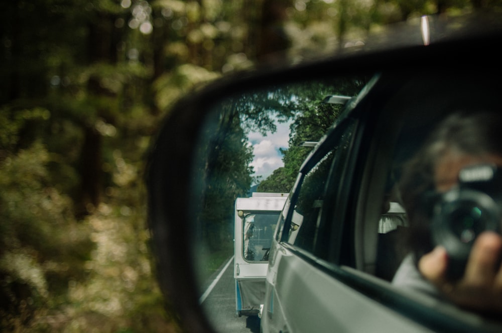 white and black car side mirror