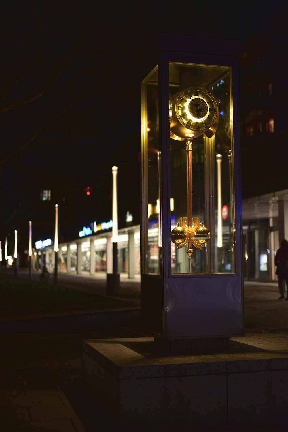 lighted street lights during night time