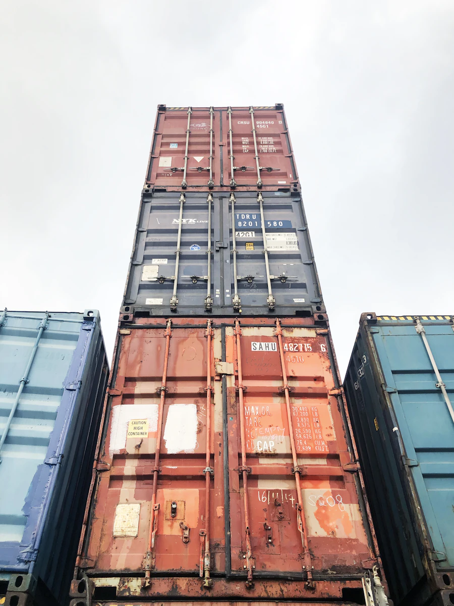 Stacked shipping containers ready for tracking