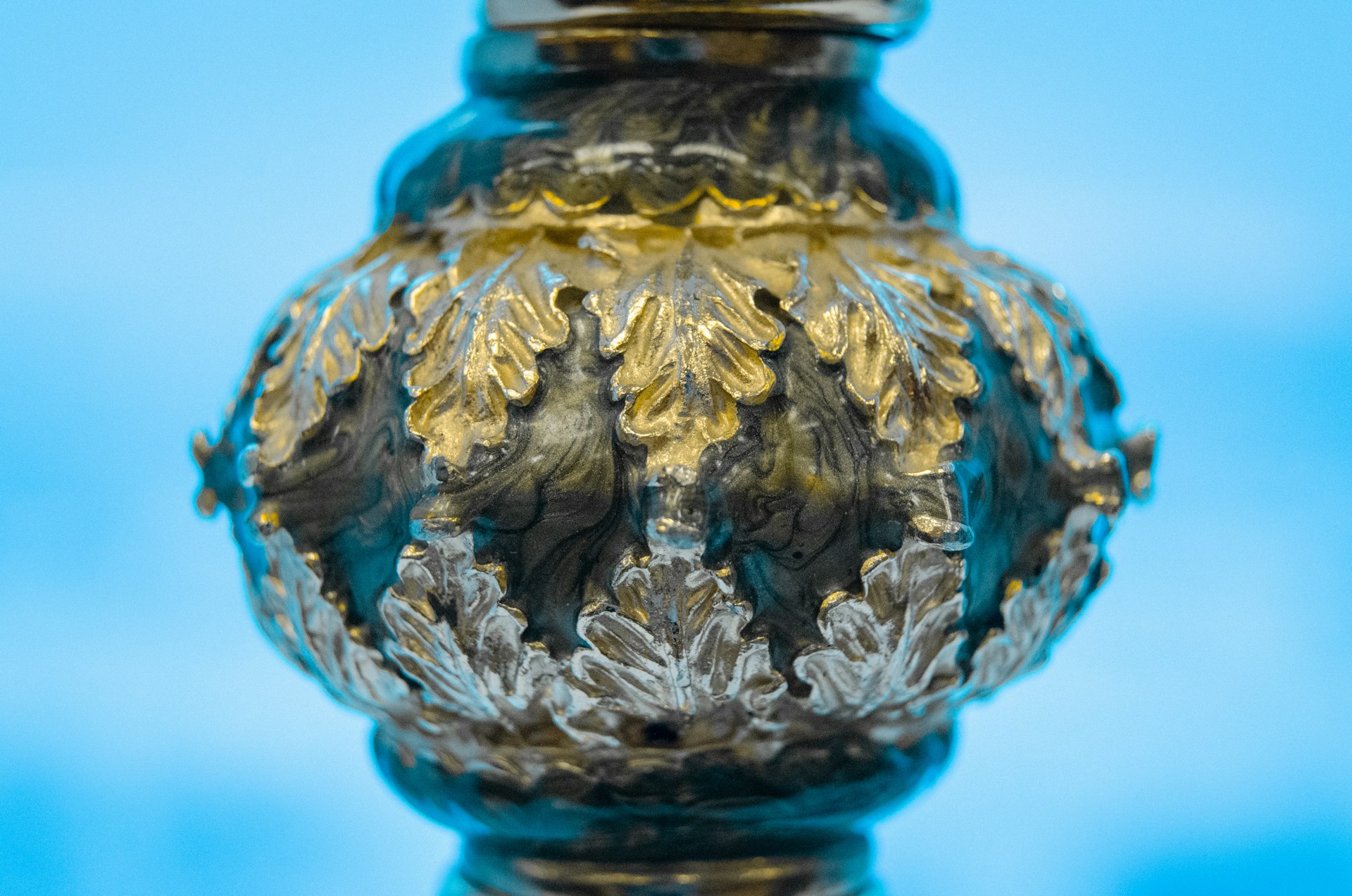 blue and white floral glass vase