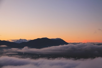 silhouette of mountains during sunset