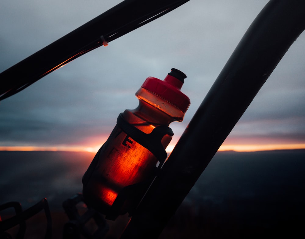 red and black lantern during night time