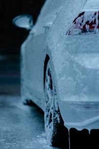 white car with water droplets